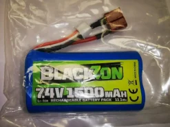 BlackZon Li-ion 7.4V, 1500mAh, 2/T-Plug Battery Pack For RC Smyter