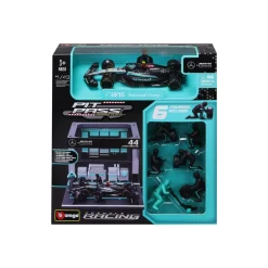 Burago 1/43 F1 Mercedes AMG W15 2024 Lewis Hamilton Pit Pass Diorama