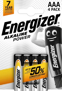 Energizer Alkaline Power AAA LR03 Alkaline Batteries (4 Pack)