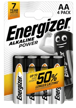 Energizer Alkaline Power AA LR6 Alkaline Batteries (4 Pack)