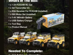 FMS 1/24 Land Rover Defender D110 RTR Yellow Off-Road Vehicle