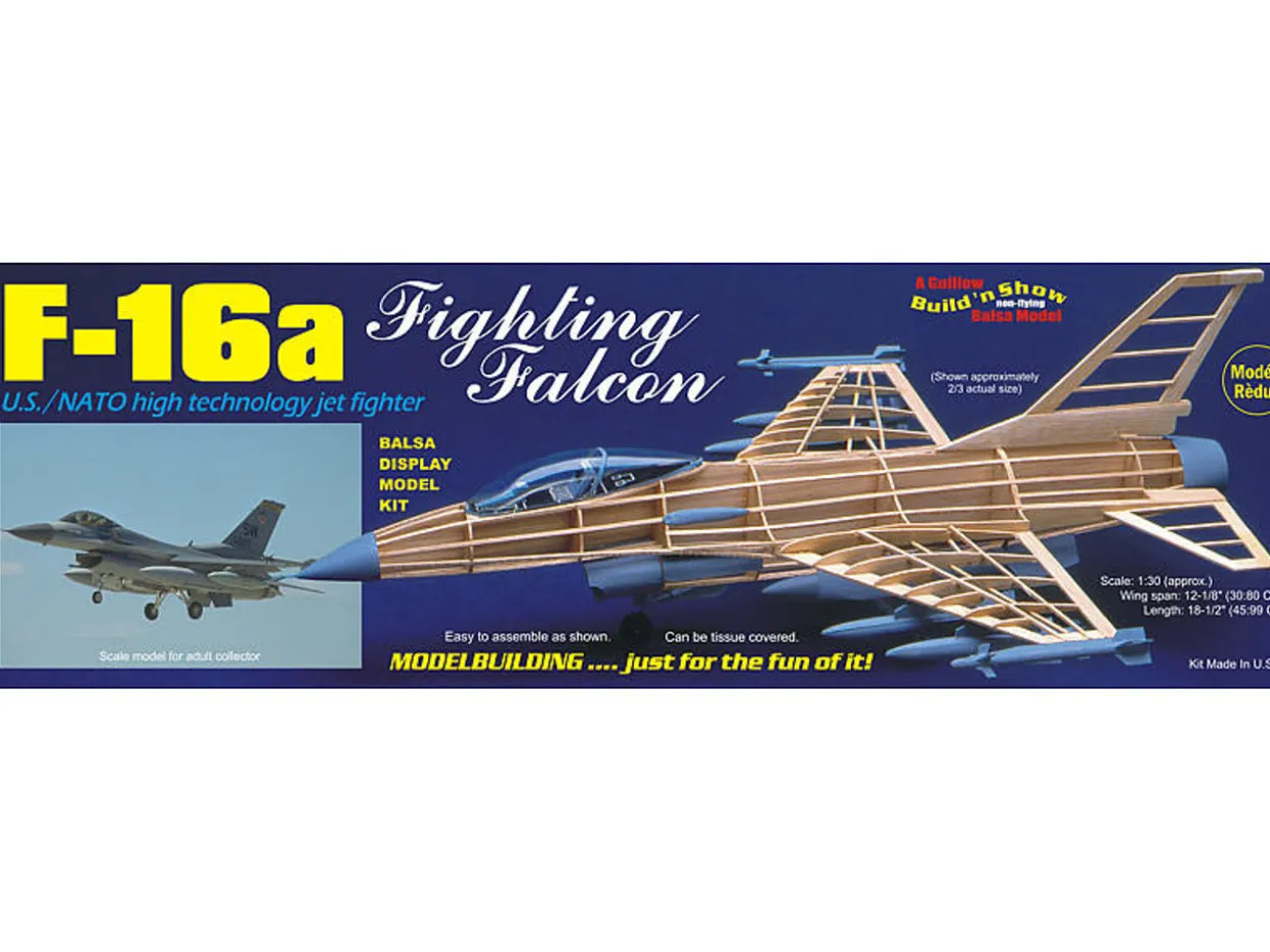 Guillow 1/30 F-16 Fighting Falcon Balsa Model Kit