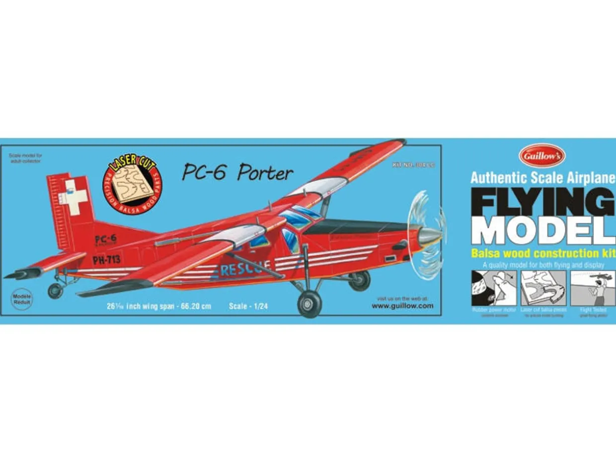 Guillow 1/24 PC-6 Porter Wooden Model Kit