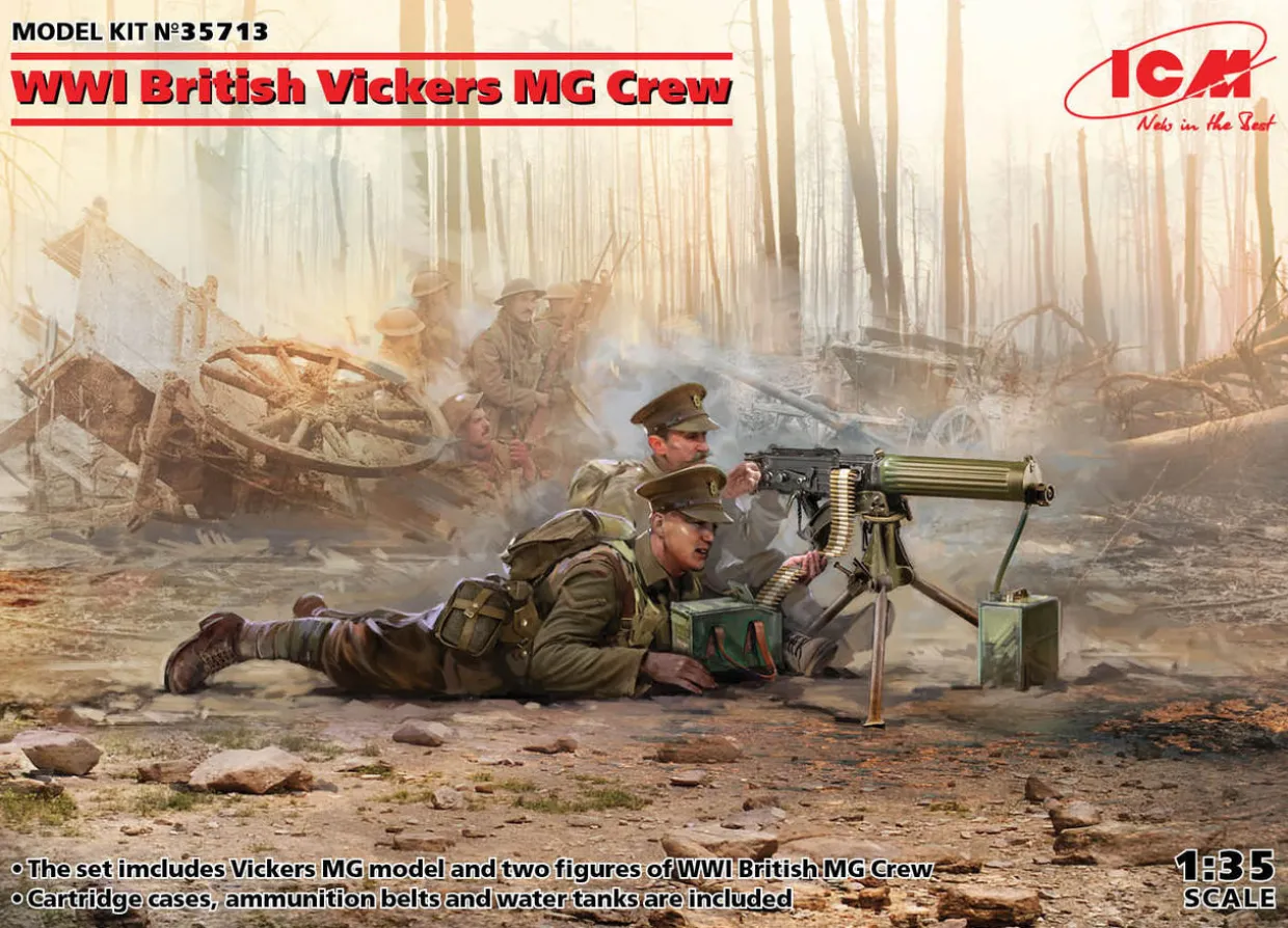 ICM 1/35 WWI British Vickers MG & Crew Model Kit