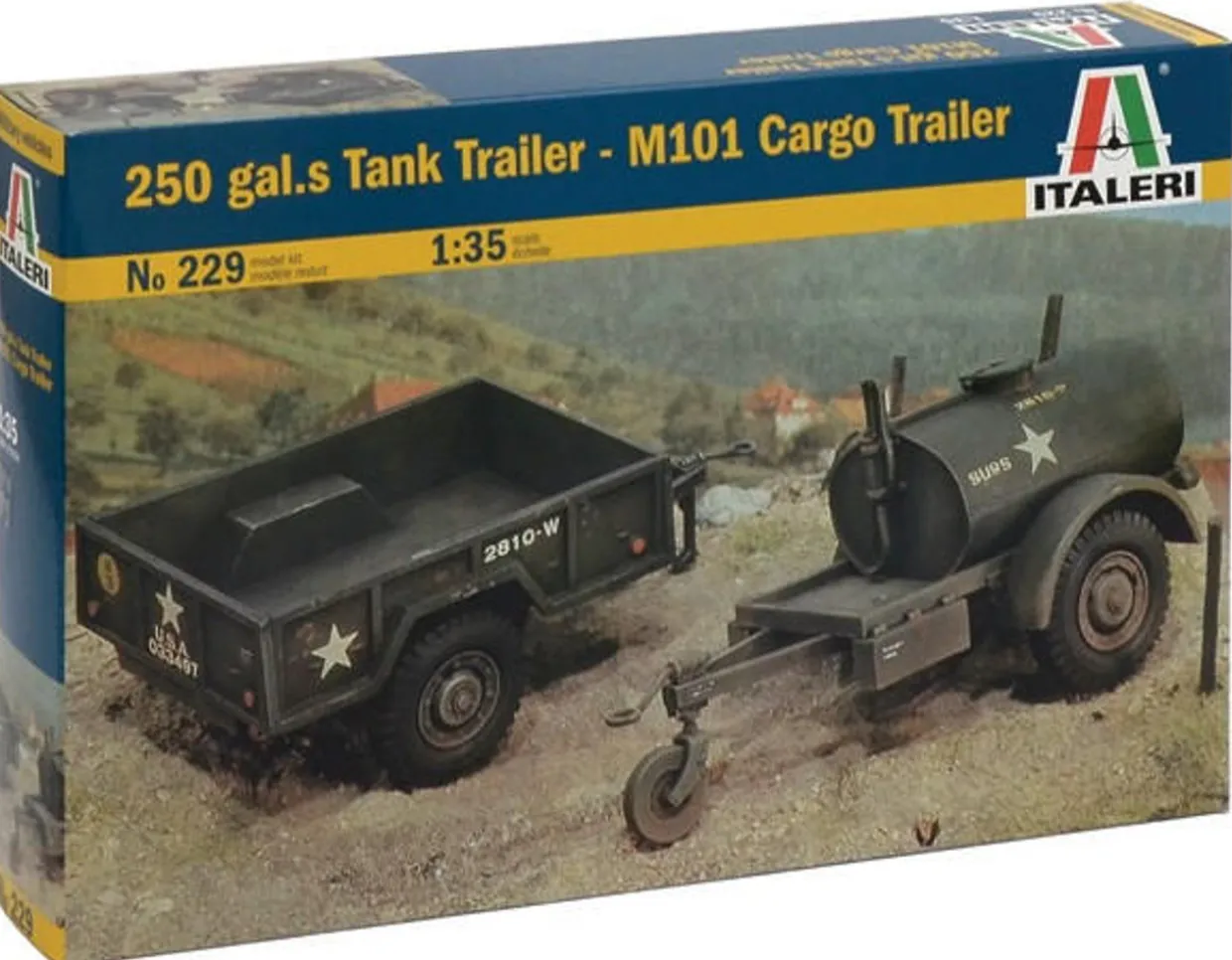 Italeri 1/35 250 Gals Tank Trailer and M101 Cargo Trailer