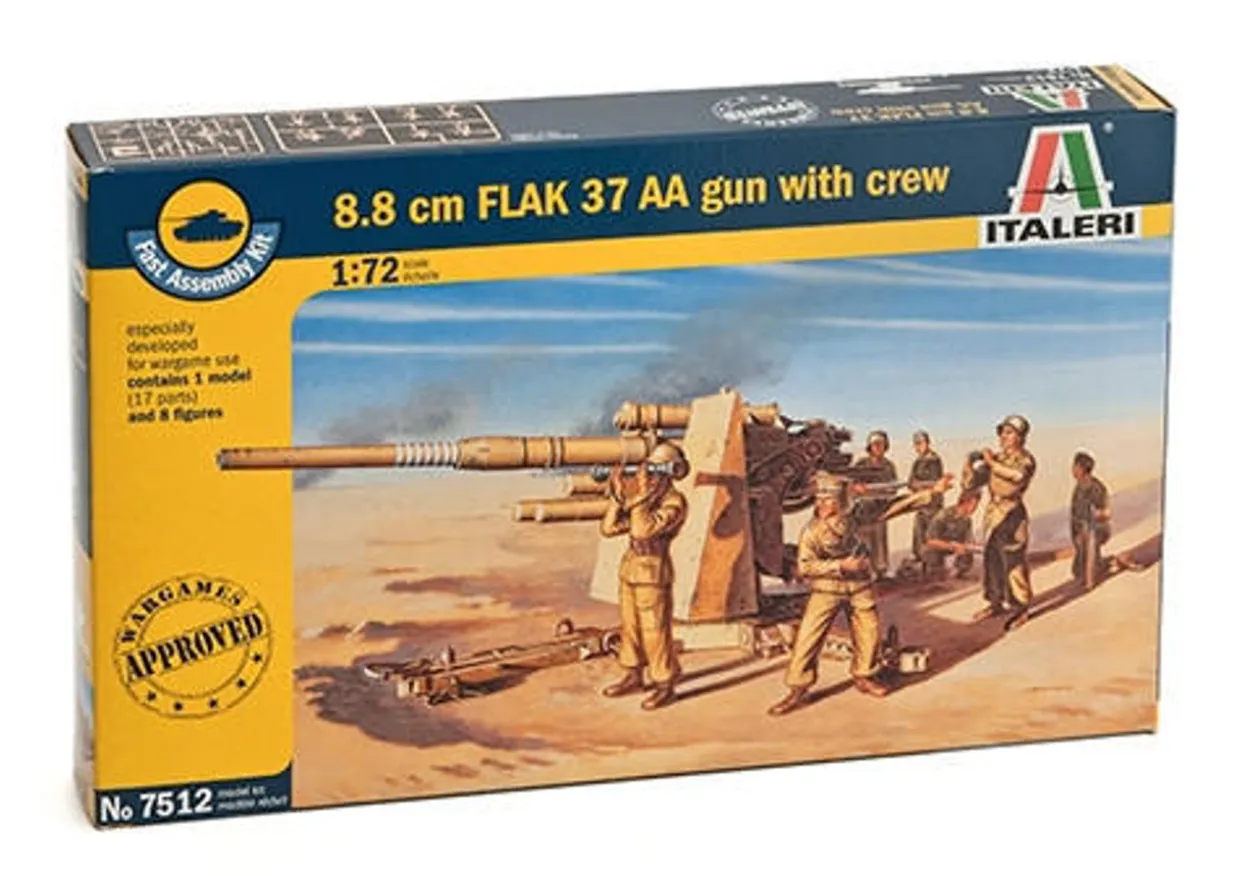 Italeri 1/72 8.8cm Flak 37 Fast Assembly Model Kit