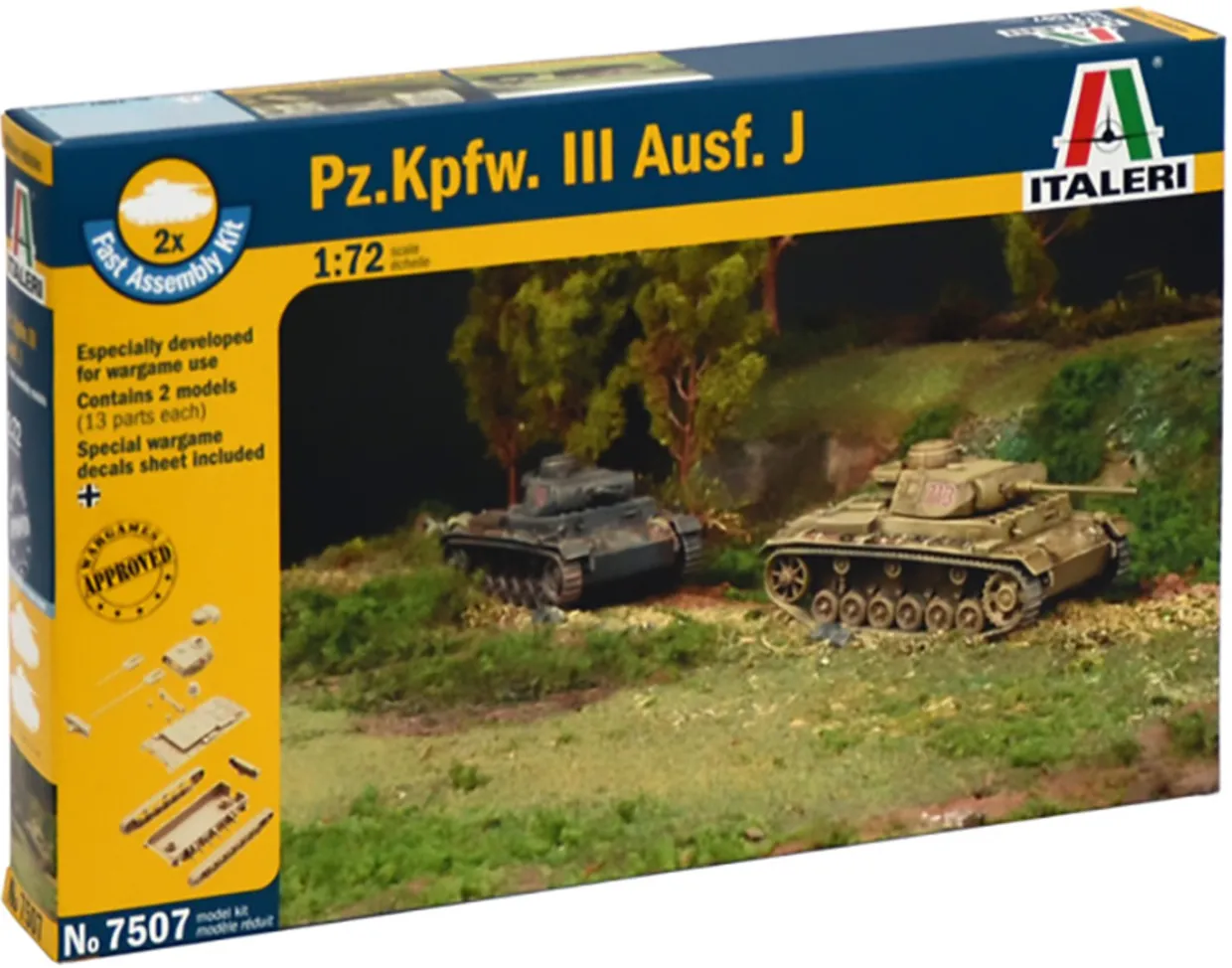 Italeri 1/72 Pz.Kpfw.III Ausf.J Panzer Fast Assembly Model Kit