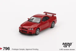 Mini GT 1/64 Nissan Skyline GT-R (R34) V-Spec Active Red (RHD)
