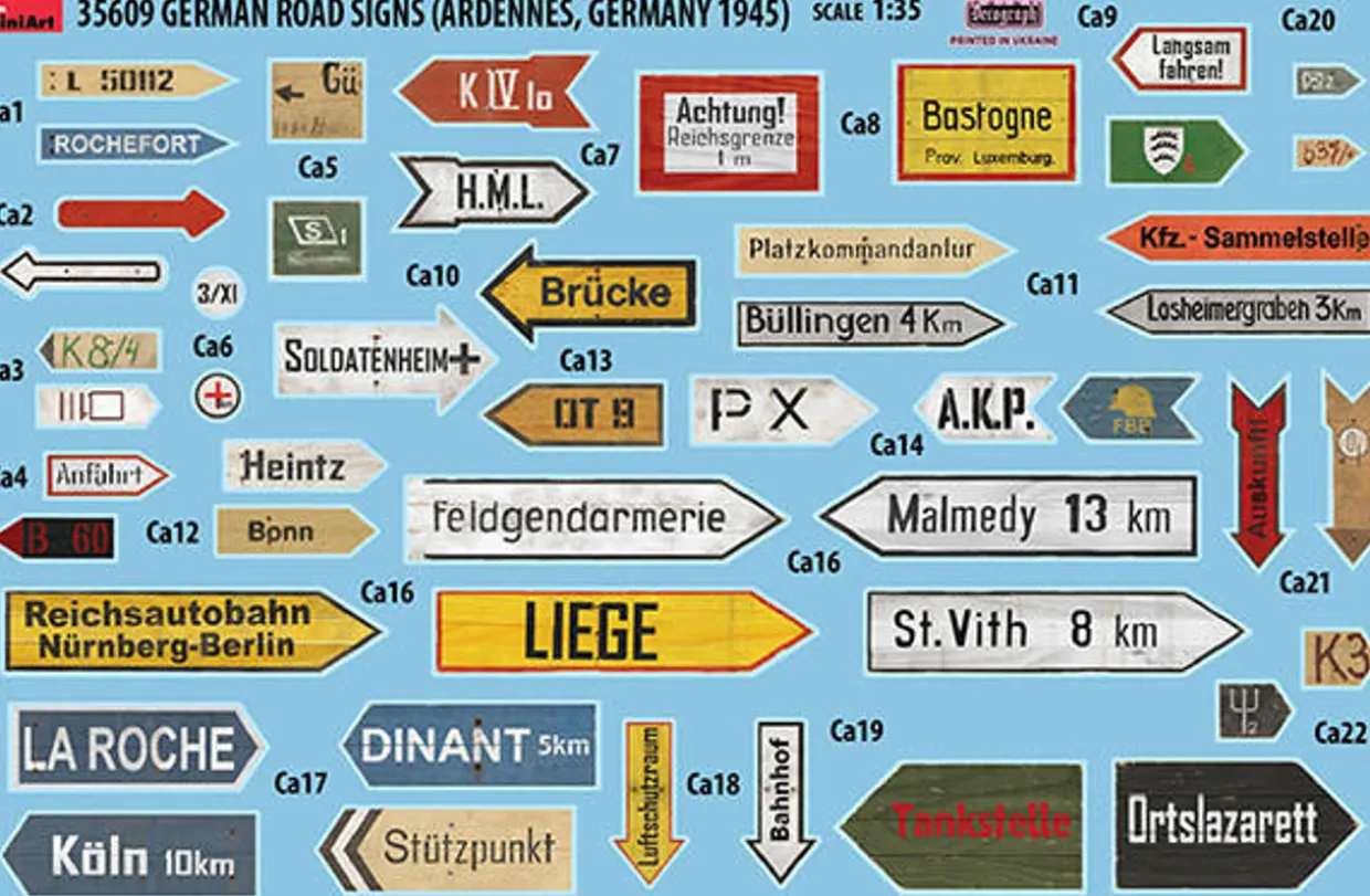 MiniArt 1/35 WWII German Road Signs Ardennes Model Kit