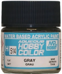 Mr Hobby Aqueous Hobby Colour 10ml 514 Gray Grau Matt Acrylic Paint