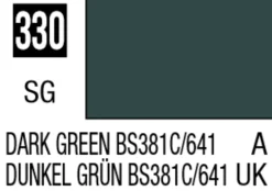 Mr Hobby Mr Colour 10ml 330 Dark Green BS381C/641 Semi Gloss Acrylic Paint