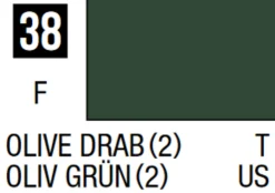 Mr Hobby Mr Colour 10ml 038 Olive Drab 2 Semi Gloss Acrylic Paint