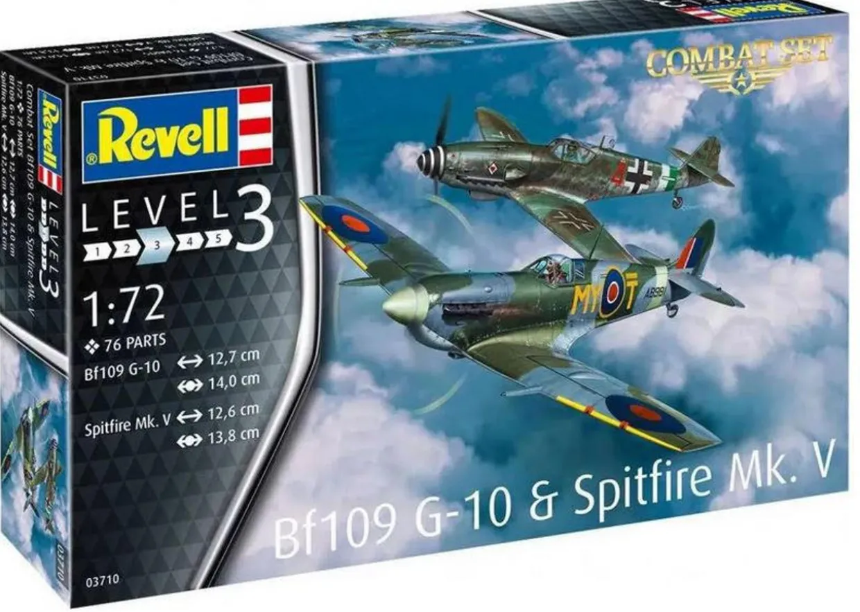 Revell 1/72 Combat Set - Messerschmitt Bf 109G-10 & Supermarine Spitfire Mk.V Starter Set