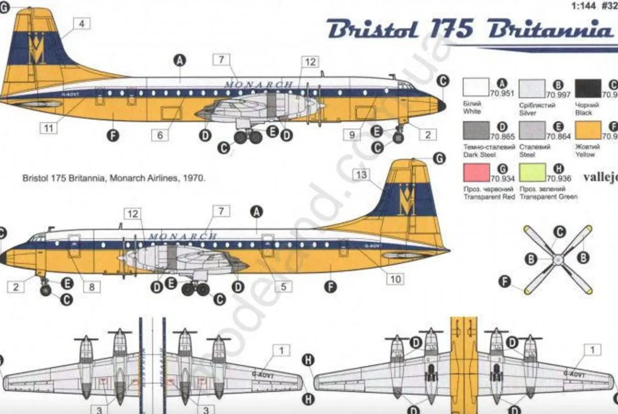 Roden 1/144 Bristol 175 Britannia Monarch Airlines G-AOVT