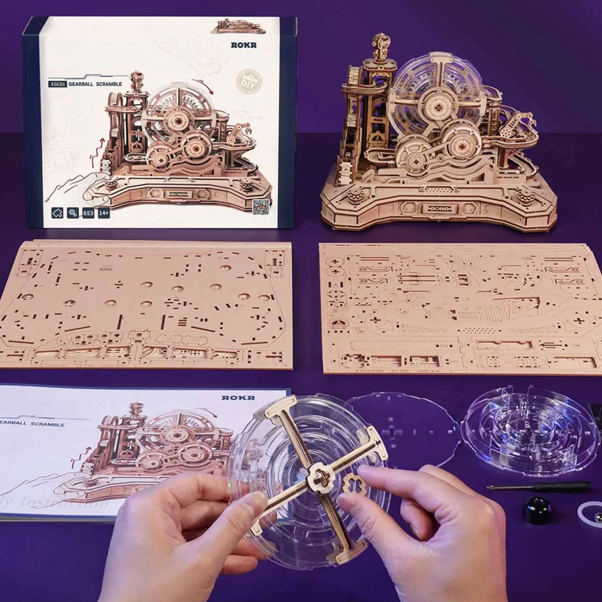 Rokr Gear Ball Challenge Marble Run 3D Wooden Kit