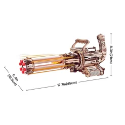 Rokr Rotating-Barrel Toy Minigun Mechanical 3D Wooden Kit