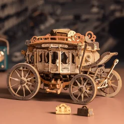 Rokr Stagecoach Mechanical Music Box 3D Wooden Model Kit