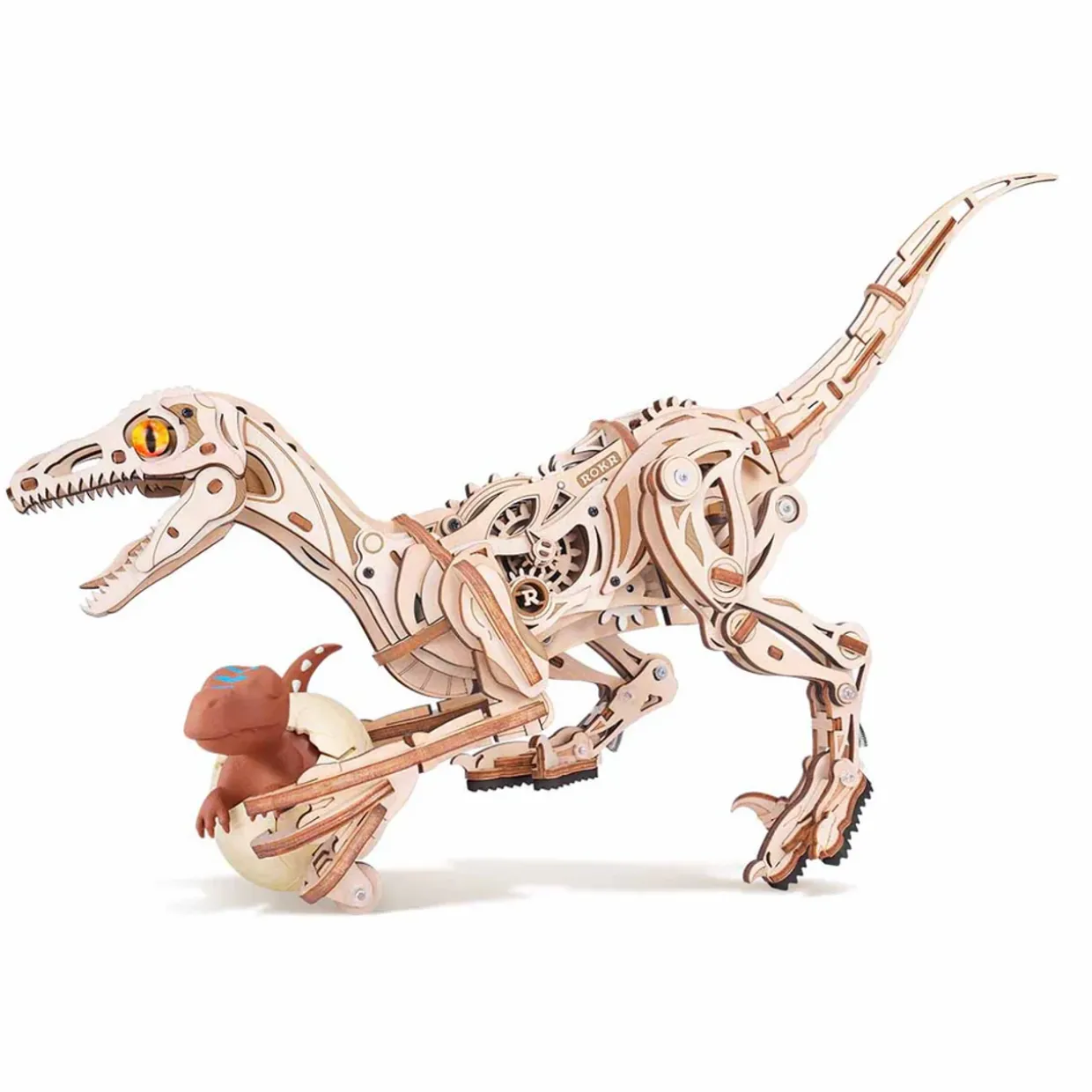 Rokr Velociraptor Mechanical 3D Wooden Kit