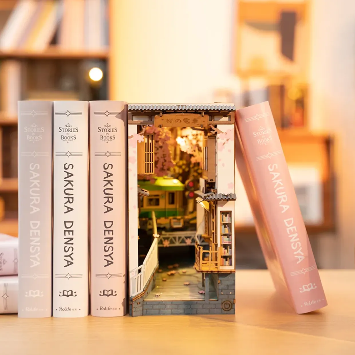 Rolife Sakura Densya 3D Creative Bookend