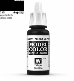 Vallejo Model Color 861 17ml Black Gloss Acrylic Paint