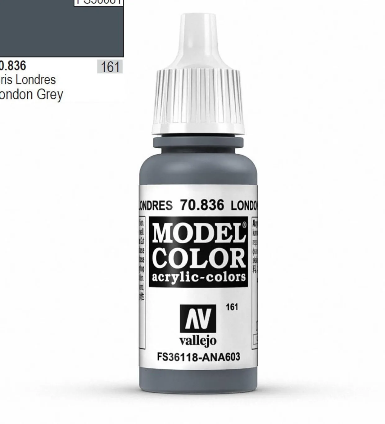 Vallejo Model Color 836 17ml London Grey Matt Acrylic