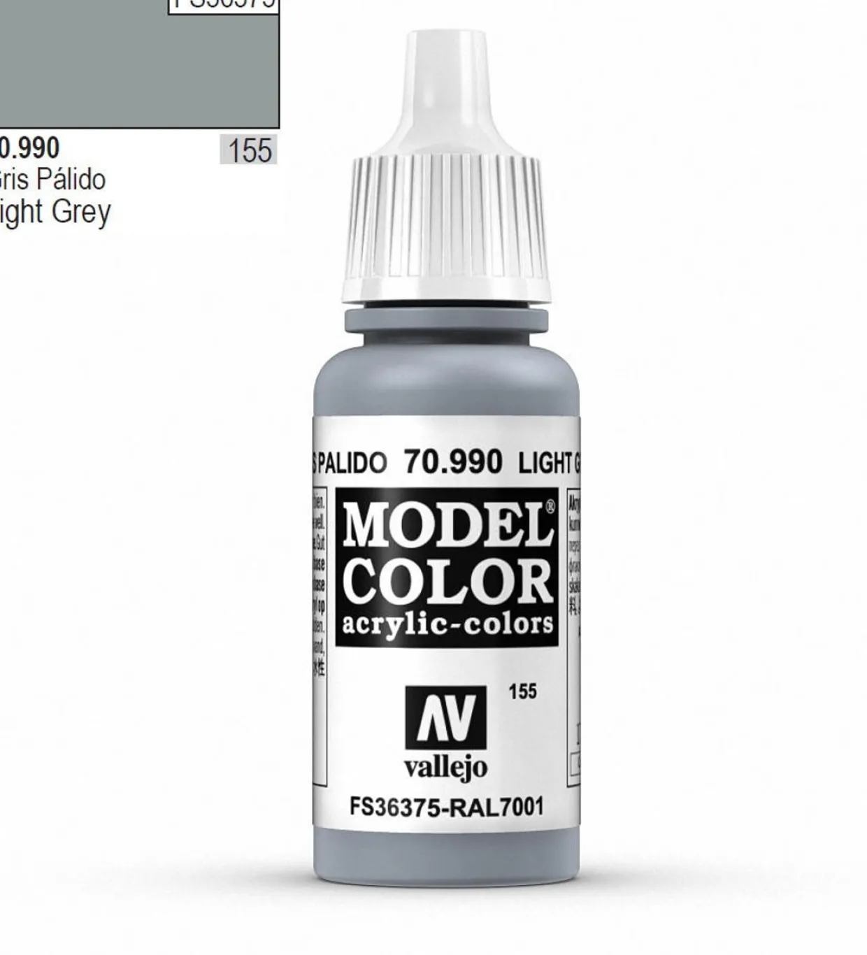 Vallejo Model Color 990 17ml Light Grey Matt Acrylic Paint