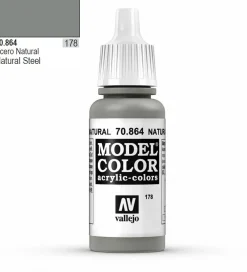Vallejo Model Color 864 17ml Natural Steel Metallic Acrylic