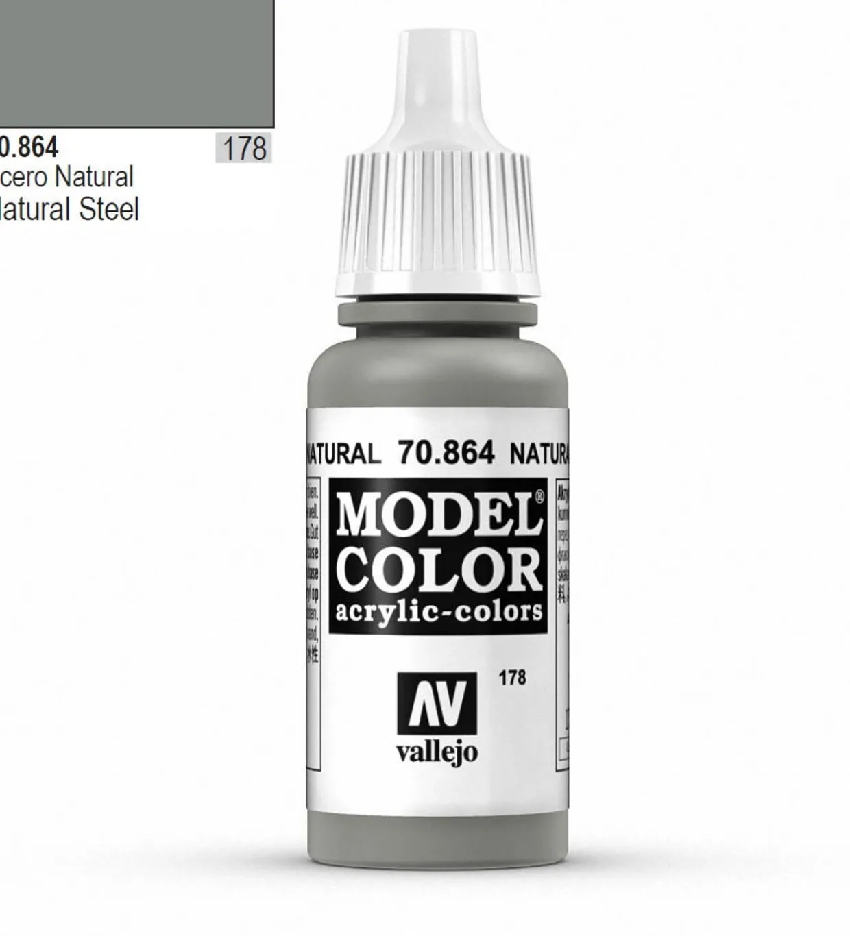 Vallejo Model Color 864 17ml Natural Steel Metallic Acrylic