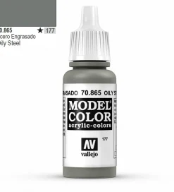 Vallejo Model Color 865 17ml Oily Steel Metallic Acrylic