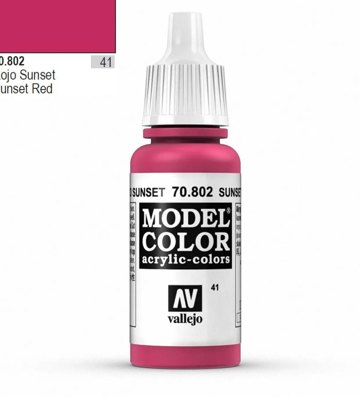 Vallejo Model Color 802 17ml Sunset Red Matt Acrylic