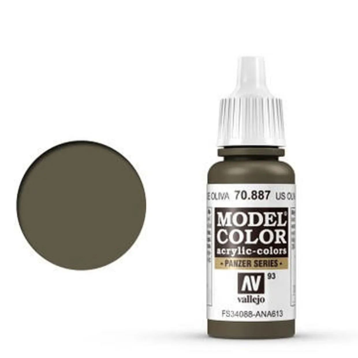 Vallejo Model Color 887 17ml US Olive Drab Matt Acrylic Paint