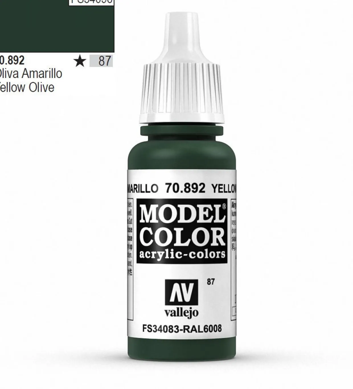 Vallejo Model Color 892 17ml Yellow Olive Matt Acrylic Paint